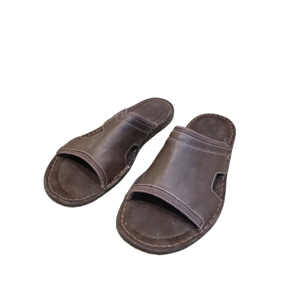 Aldo Men's Genuine Leather Slip On Sandals Slides Brown Size US 9.5